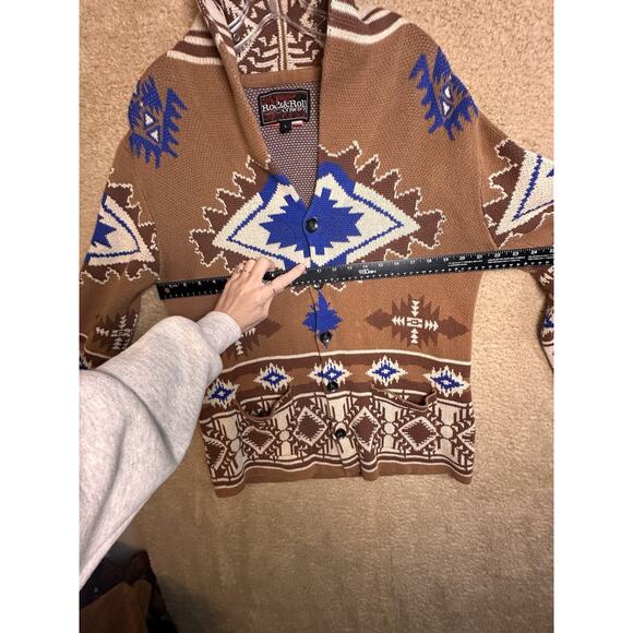 Rock & Roll Cowboy Cardigan Shawl Sweater Mens Sz L Aztec Southwestern Rodeo EUC - Picture 15 of 15